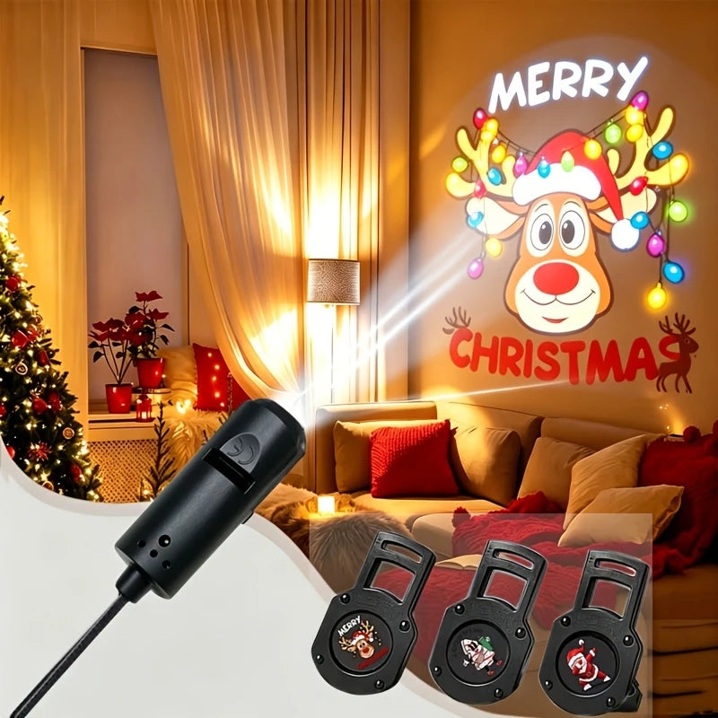 Projetor de Luz LED de Natal 3/6/10 peças com Padrões de Projeção - Luz Noturna Ajustável com Papai Noel e Árvore de Natal para Decoração de Natal