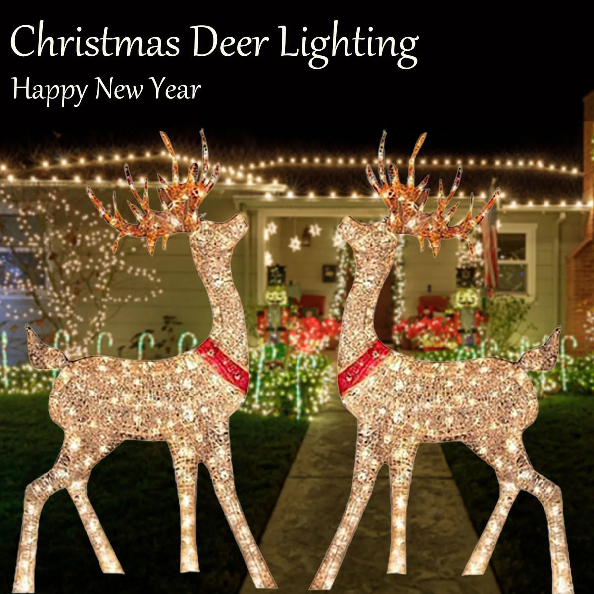 Natal iluminado veados decoração luz led rena elk esculturas luminosas jardim gramado ao ar livre quintal natal gota ornamentos