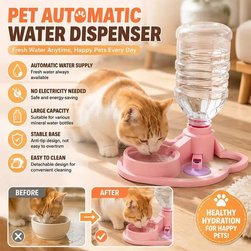Dispensador de Água para Animais de Estimação Sem Eletricidade, Tigela Automática Antivazamento para Gatos e Cães Pequenos, Uso Diário em Ambientes Internos