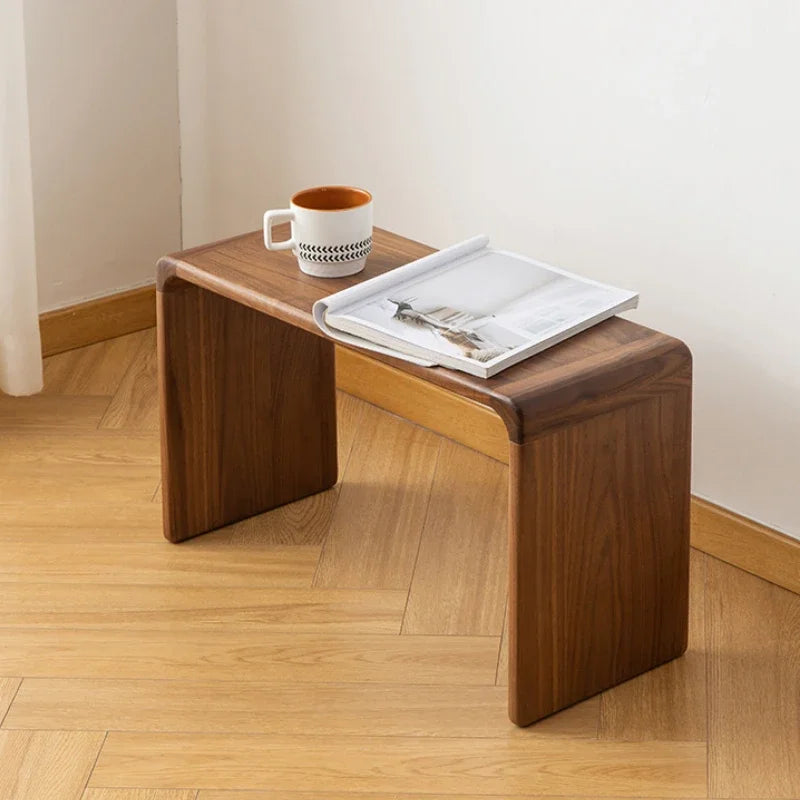 Mesa de canto de nogueira preta, mesa de centro nórdica de madeira sólida, mesa lateral japonesa simples, moderna, sala de estar, móveis