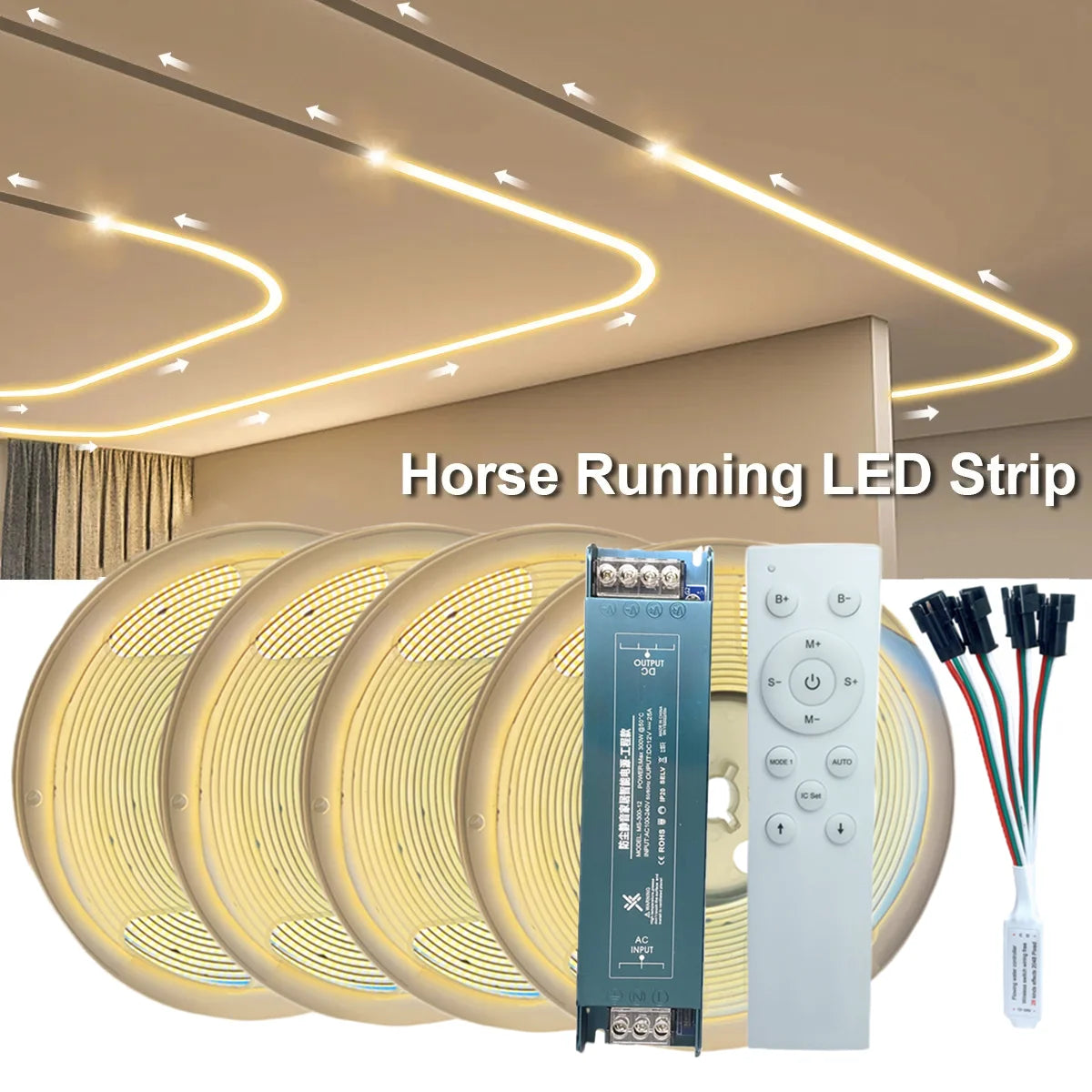 Cob ic cavalo corrida led luz de tira dc24v ws2811 água corrente fluindo fita lâmpada controle sem fio 5m 10m 20m iluminação linear cob