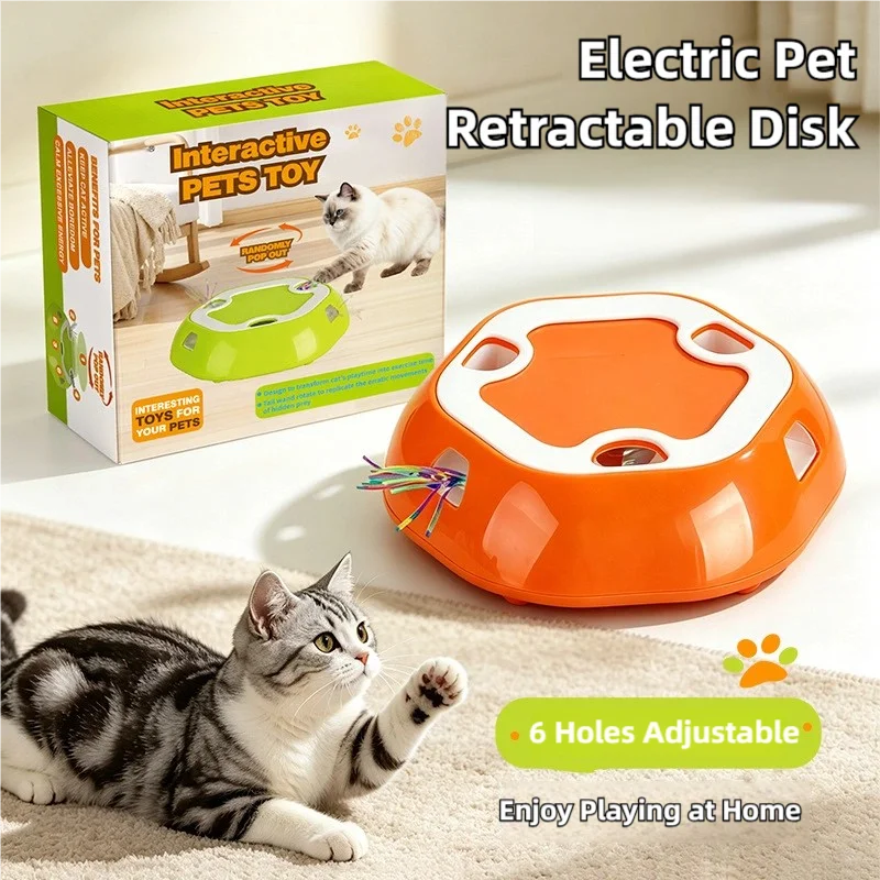Brinquedo Elétrico Retrátil para Gatos: Placa de Exercício com Múltiplos Buracos para Aliviar o Tédio e Estimular a Energia (Estilo Whack-a-Mole)