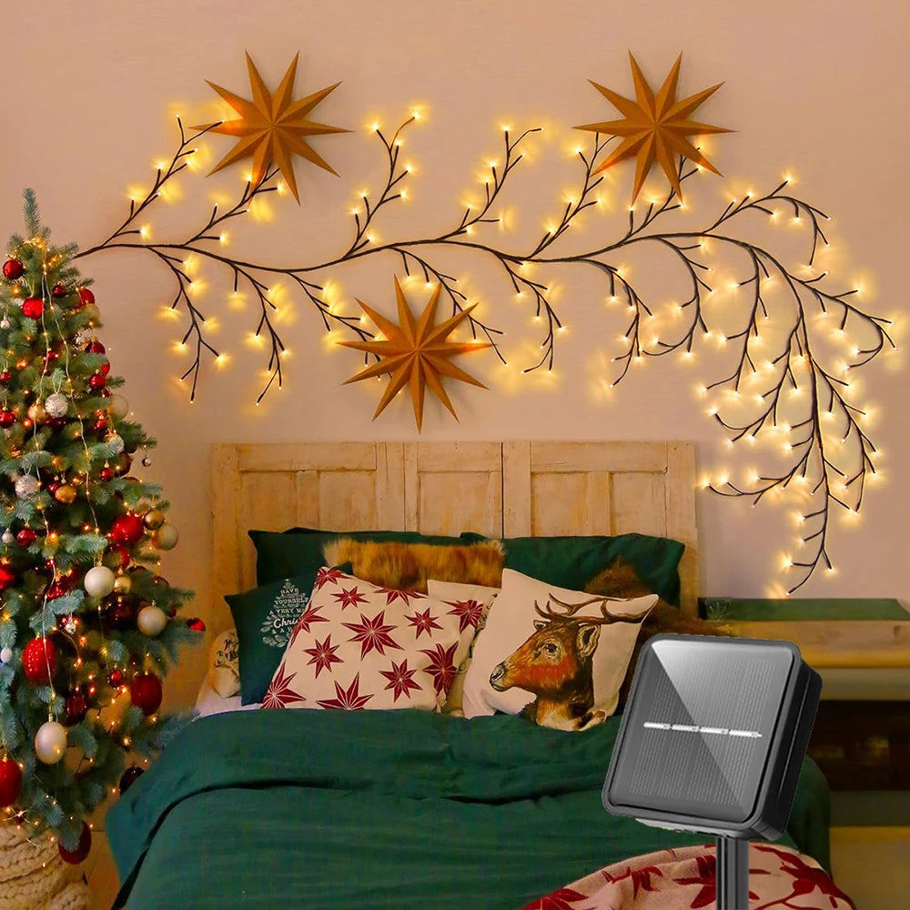 Lâmpada de Ramo de Árvore com 96 LEDs, Decoração de Parede para Quarto, Luz de Faixa em Forma de Galho de Salgueiro, 8 Modos de Iluminação, Luz de Ambiente DIY, Iluminação para Casa