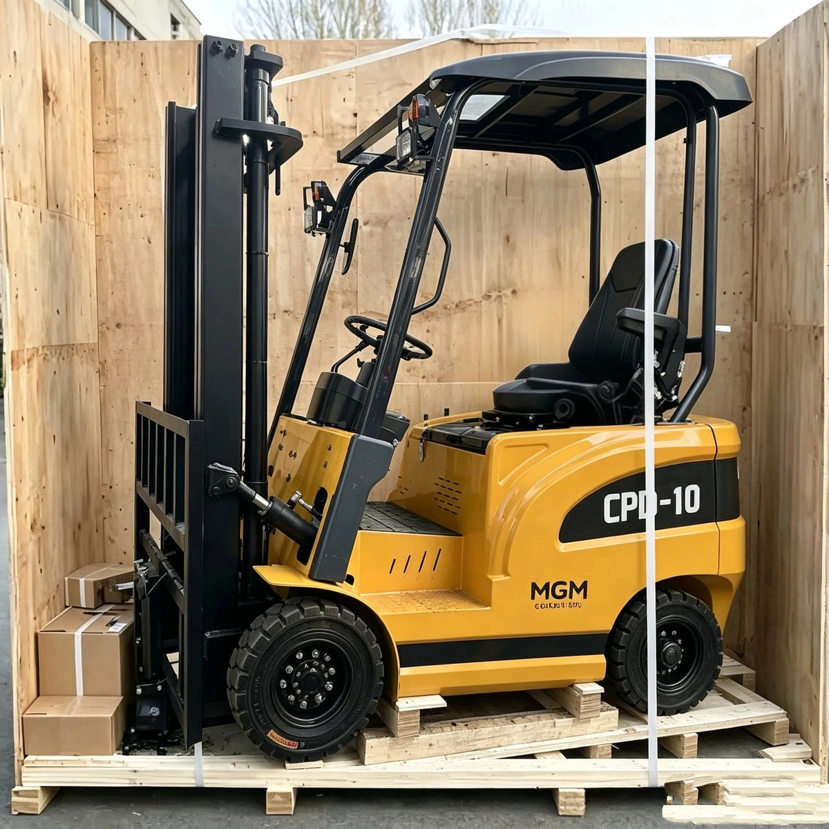 Empilhador elétrico de 1,5 toneladas, alimentado por bateria, para manuseio de cargas em armazéns, com certificação CE, modelo personalizável.