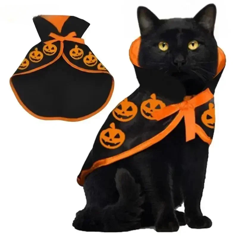 Halloween animal de estimação traje para gatos respirável macio bonito roupas para animais de estimação manto forma abóbora padrão arnês traje gato cão cosplay ferramenta