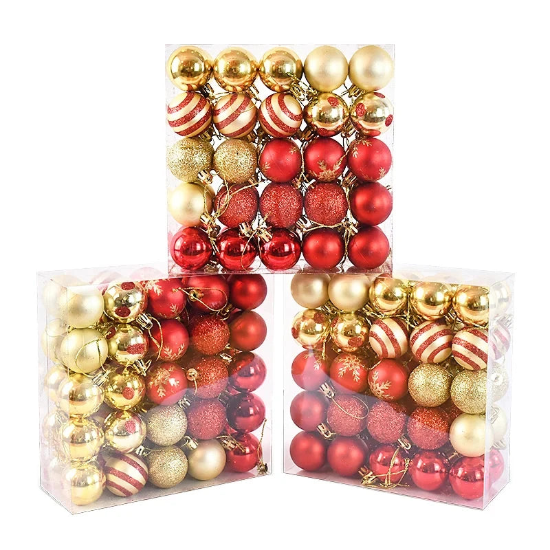 50 Pçs/caixa Bolas de Natal Ornamentos de Árvore de Natal Bola Xmas Pendurado Árvore Home Party Decor 2025 Presente de Ano Novo Noel Navidad