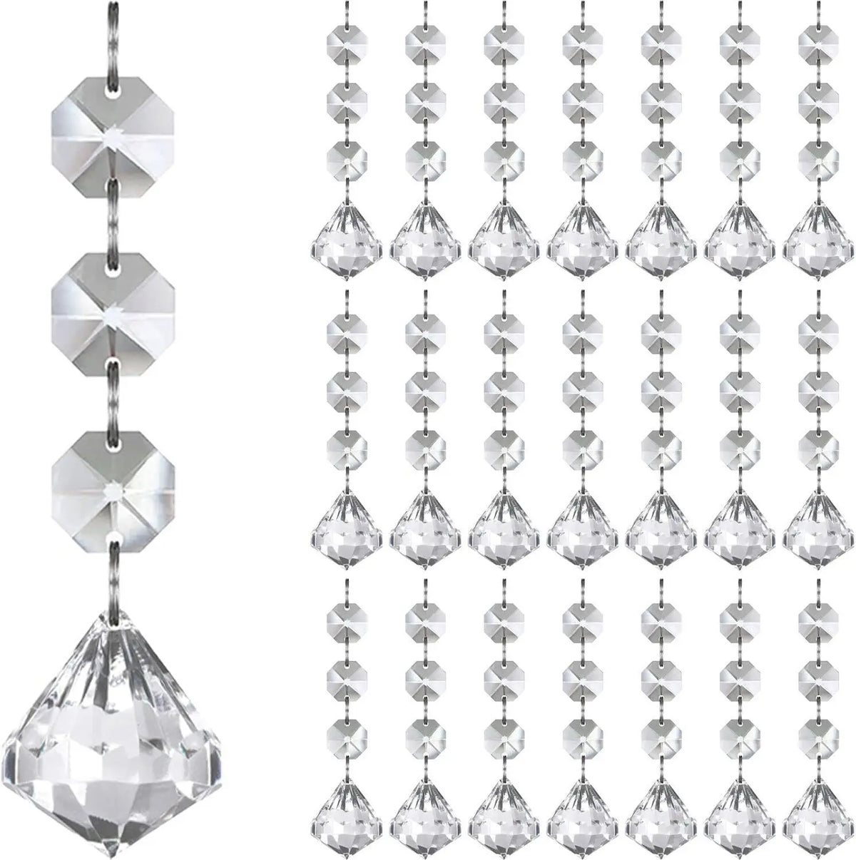 Decorações para árvore de natal, 30 peças, pingentes de cristal acrílico transparente para natal, ano novo, decoração de casamento, acessórios diy