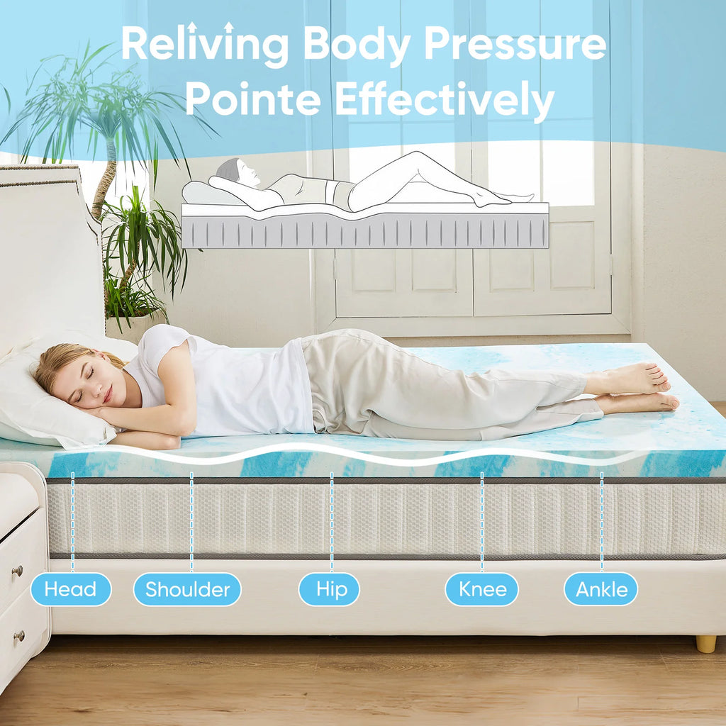 JHK 2-3 Polegada colchão de espuma de memória em gel topper colchão de resfriamento de tamanho completo macio e respirável cama topper móveis de quarto escolar