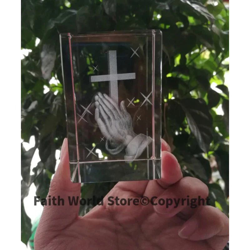 Santo Jesus Estátua de Oração Religiosa, Talismã de Segurança Doméstica, 3D Estátua de Cristal, Religiosa Virgem Orar, Presente religioso, Jesus Cristo