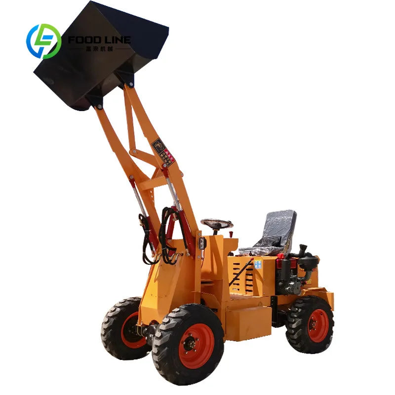 Carregador Agrícola Elétrico Personalizado com Quatro Rodas para Remoção de Esterco de Gado e Uso em Construção