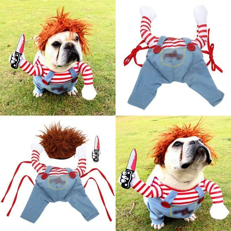 1 Conjunto de Fantasia de Boneca Mortal para Cães Pequenos, Roupa de Transformador para Halloween, Fantasia de Role Play para Animais de Estimação, Roupa para Festa a Fantasia
