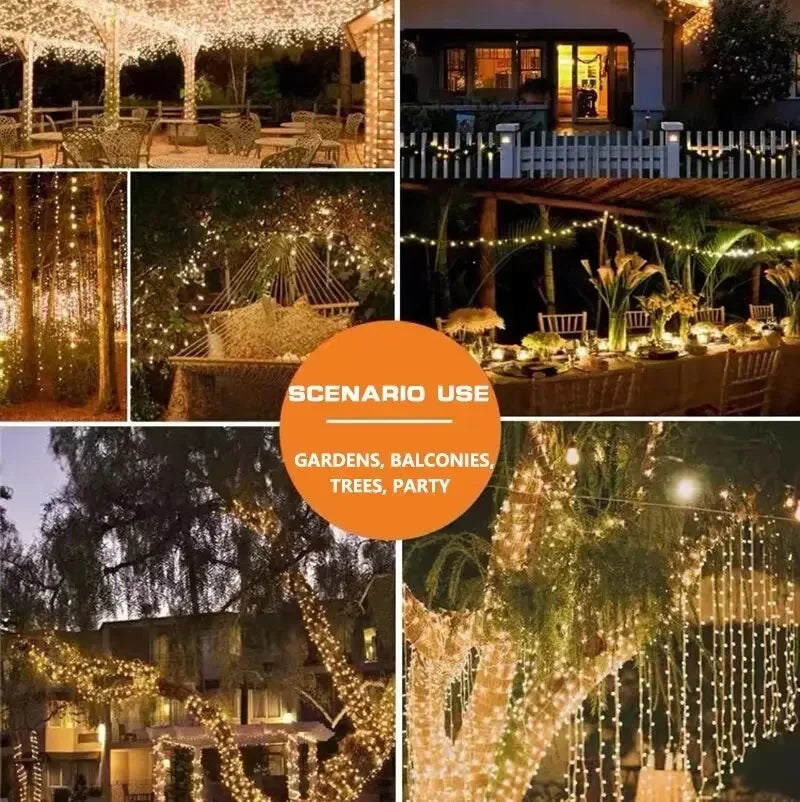 Pacotes de Luzes de Natal LED Solares 1 2 3 4 5, Luzes de Fada para Exterior, 8 Modos, Fios de Cobre, Impermeáveis, Decoração para Jardim, Árvore e Pátio