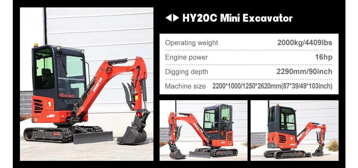 Mini Escavadeira de Nível Profissional — Equipada com Cabine Deluxe e Motor Diesel Kubota. Envio dos EUA. Personalizável. - Kasa & Pet
