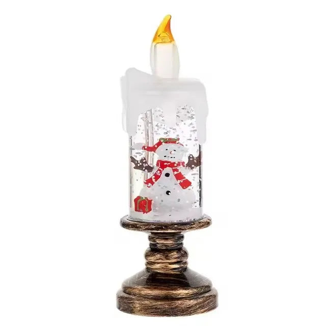 Decorações de natal lâmpada vento vela castiçal neve floco caixa música criativo presente natal arranjo cena