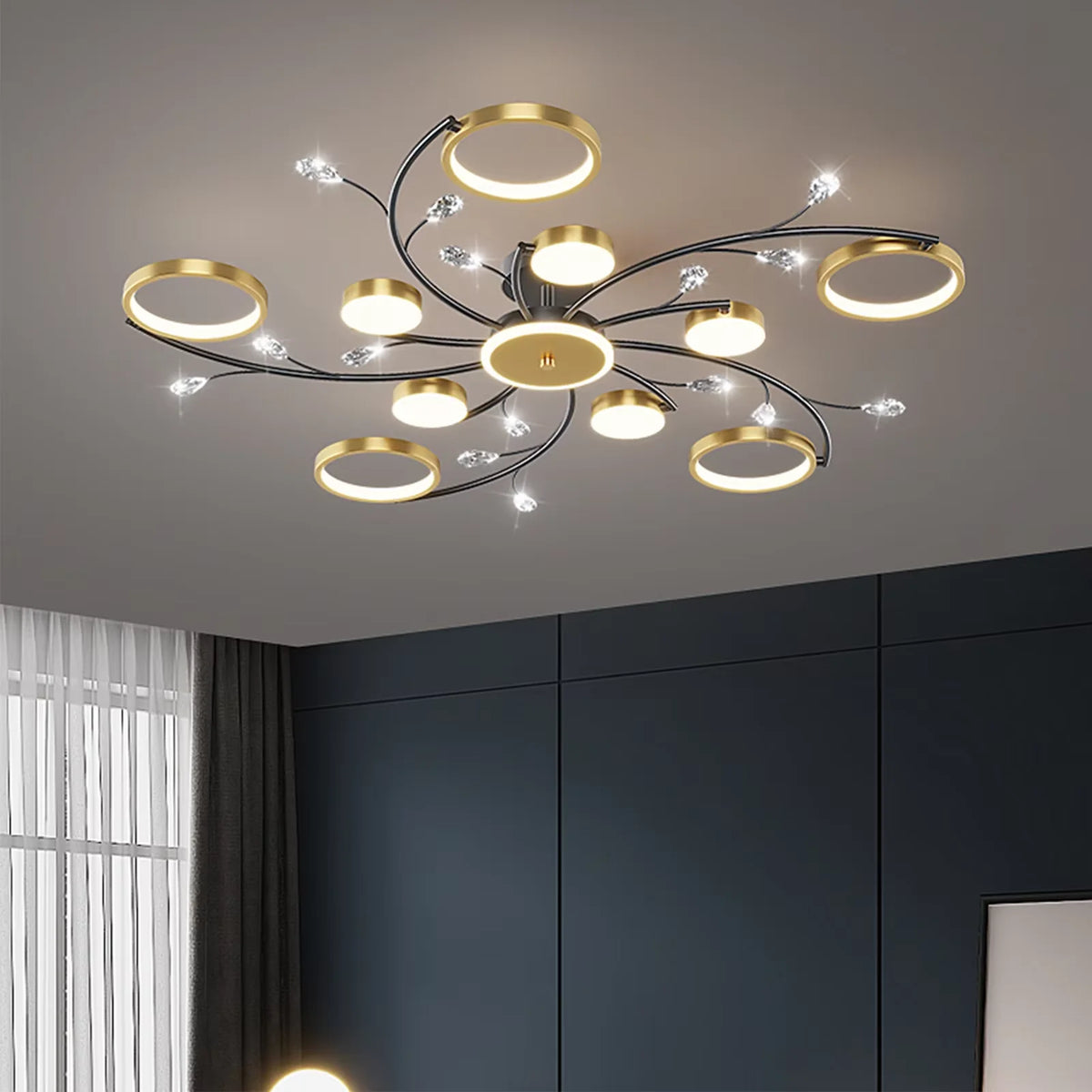 IRALAN-Lustre LED moderno para sala de estar, lustre redondo para cozinha, controle remoto inteligente, luz interior