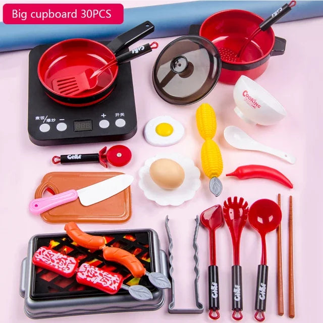 Conjunto de brinquedos de cozinha para crianças menina cozinhar bebê corte frutas cozinhar utensílios de cozinha simulação educação fingir jogar