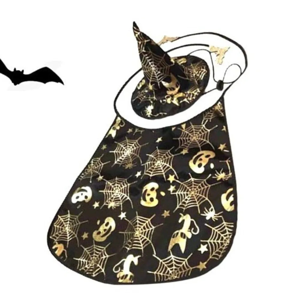 Engraçado abóbora animal de estimação trajes de halloween capa ajustável macio gatos cosplay roupas morcego preto halloween animal de estimação vestuário festa