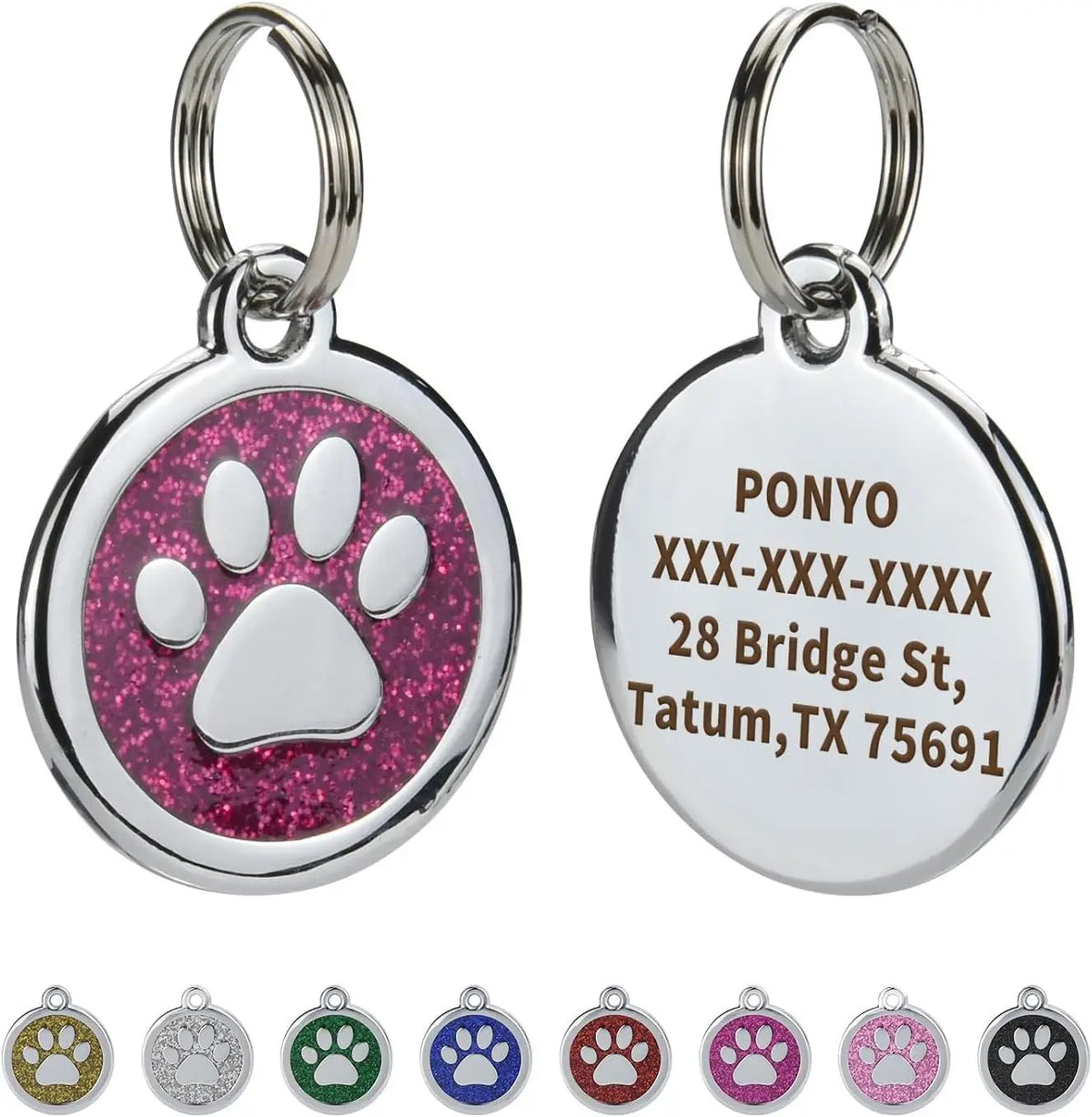 Etiquetas de Identificação para Animais de Estimação com Gravação Gratuita, Pingente Anti-perda para Coleira, Tag Personalizada com Nome de Cachorro, Decoração de Pata de Gato, Produto Personalizado Kasa & Pet