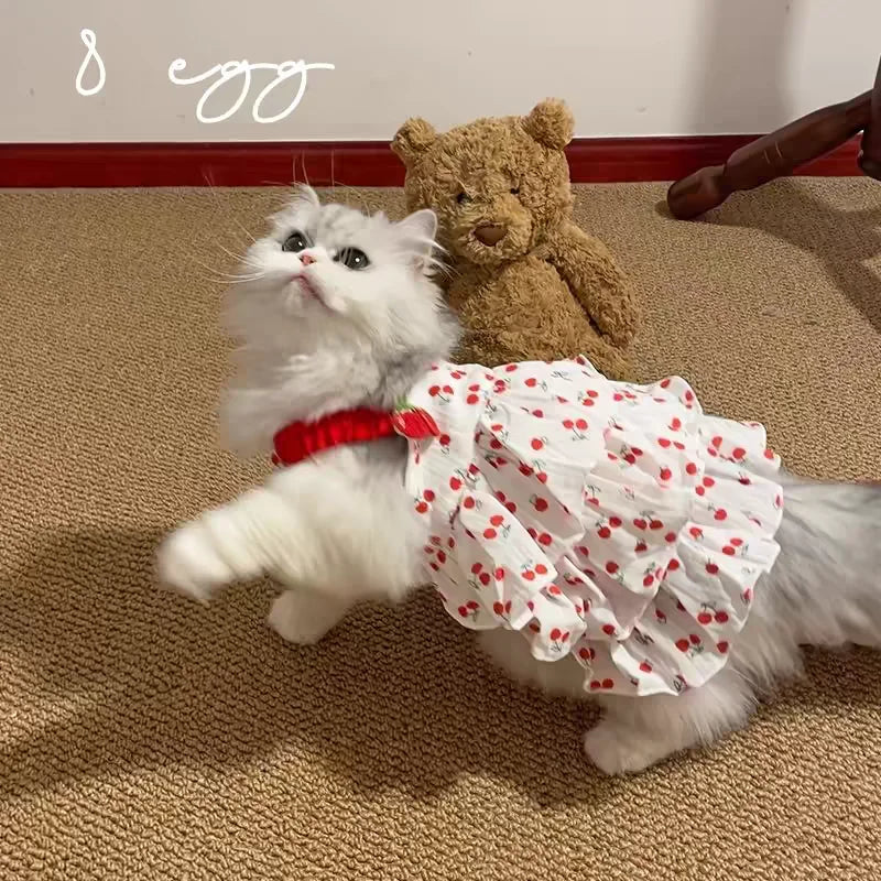 Vestido para animais de estimação para cães e gatos – Roupas estampadas estilo bolo em camadas, vestuário de raça pequena e média, adorável roupa de verão
