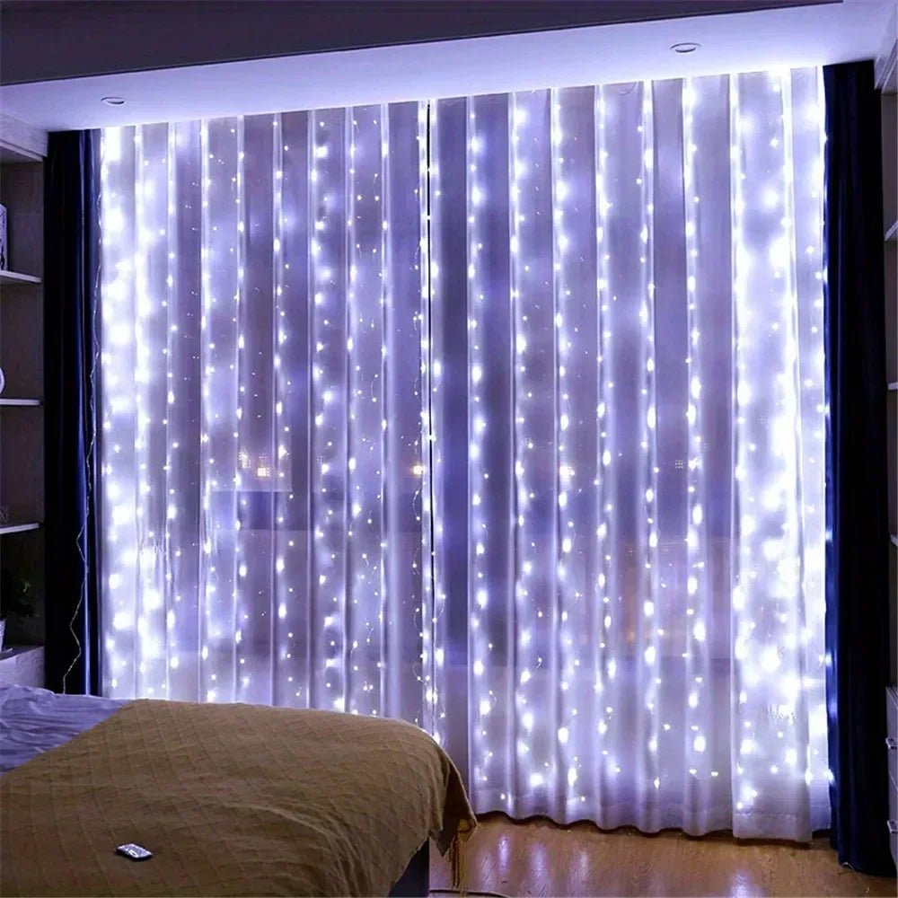 Ano novo 2026 lâmpada luzes de natal led fada string cortina luzes 8 modo remoto usb festão decoração natal para casa férias - Kasa & Pet
