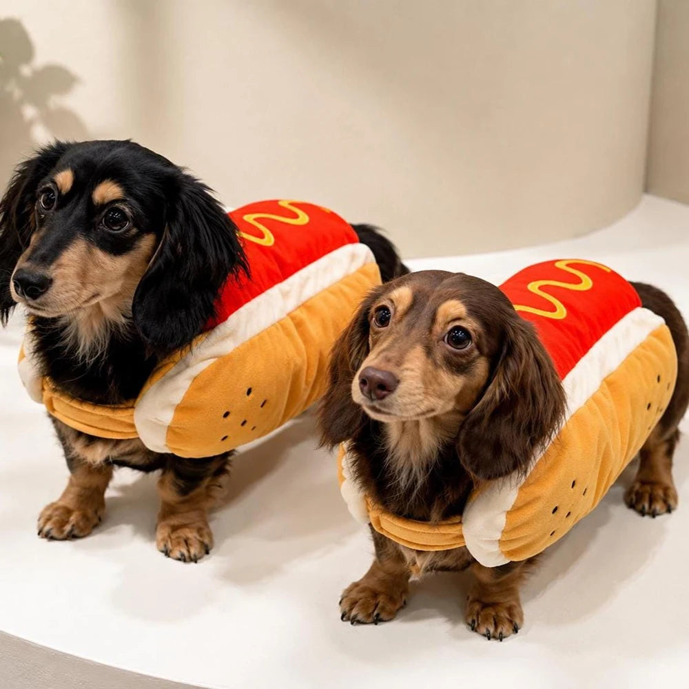 Fantasia Engraçada de Cachorro Quente para Animais de Estimação, Roupa Fofa para Filhotes, Traje de Cosplay para Festa de Aniversário, Halloween, Natal, Sessão de Fotos, Fantasia de Feriado