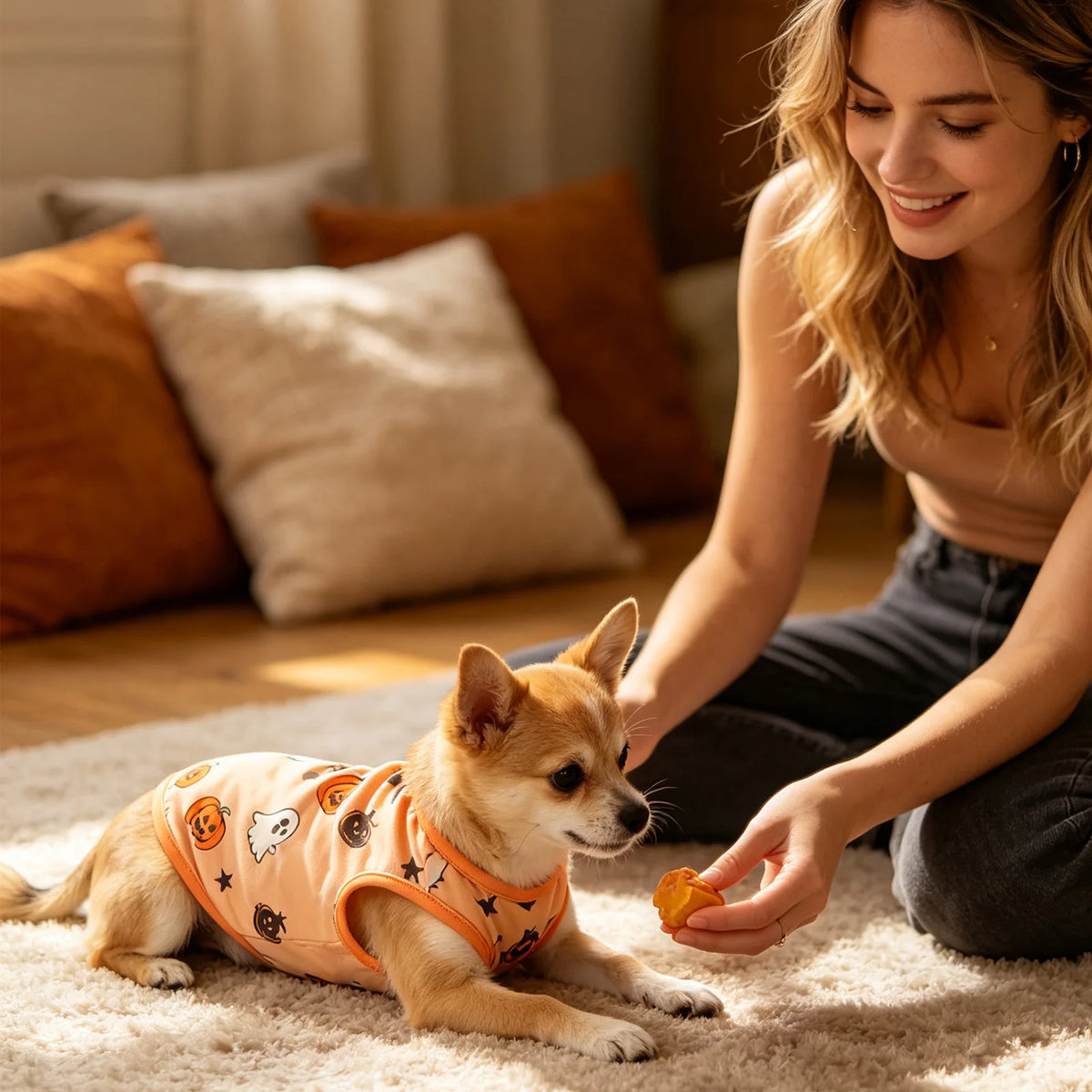 Fantasia de Halloween para Pets: Colete Divertido com Estampa de Abóbora e Morcego para Cães Pequenos - Roupa de Halloween para Pets