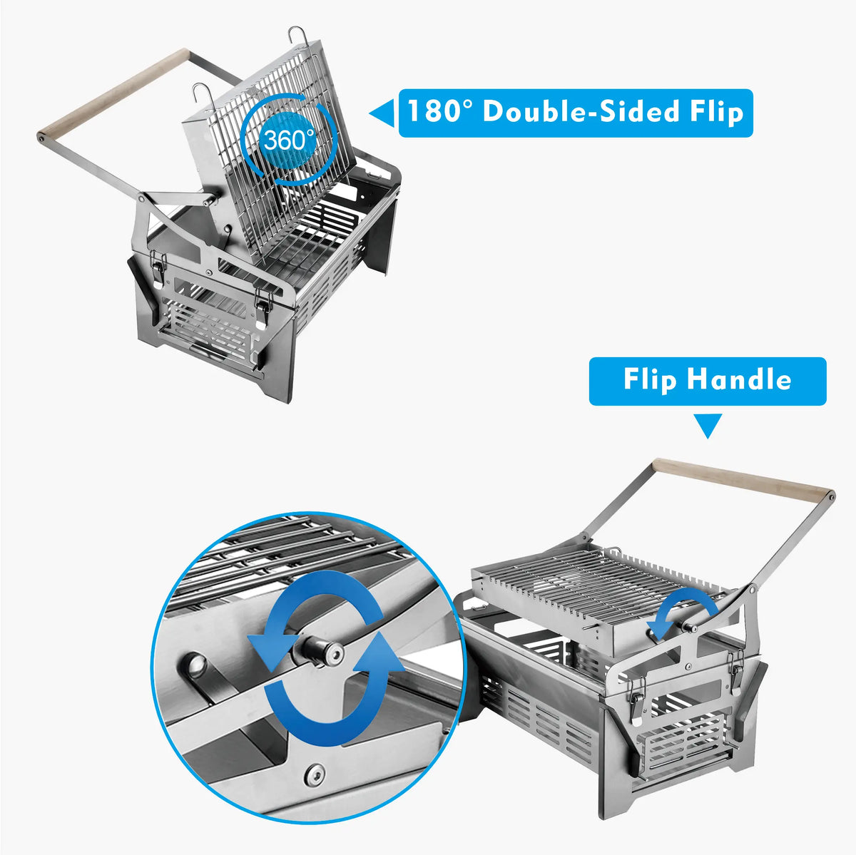Flip churrasqueira a carvão doméstico ao ar livre destacável grade de malha rotativa kipengrill electrisch