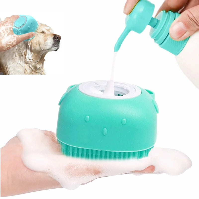 Escova de banho para animais de estimação, massageador de silicone macio, gel de banho, ferramentas limpas, pente, limpeza de cães e gatos, suprimentos de limpeza