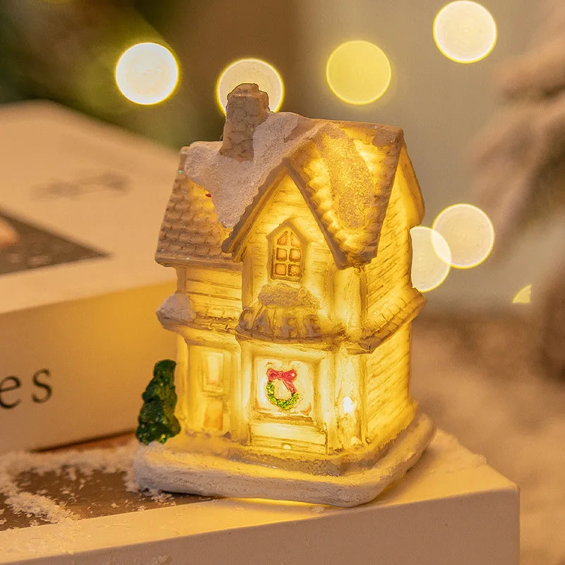 Enfeite de Natal em Resina, Casa em Miniatura, Decoração de Mesa, Figurinha de Aldeia Natalina, Decoração de Mesa para Casa de Férias, Presente de Natal