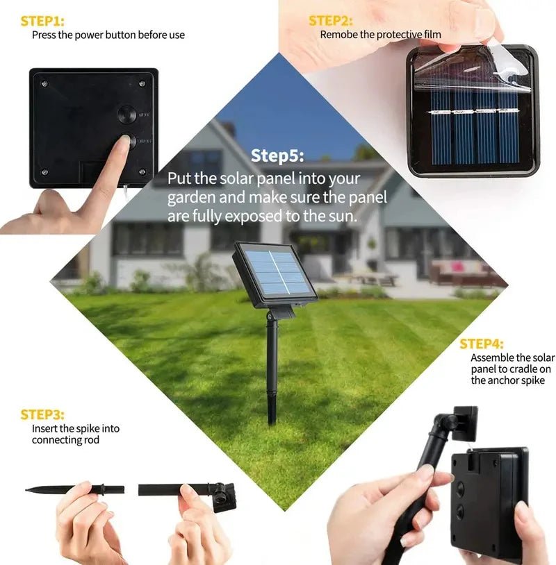 Luzes de fadas externas movidas a energia solar de couro de plástico LED IP65 à prova d'água 8 modos de iluminação para decoração de casamento de Natal