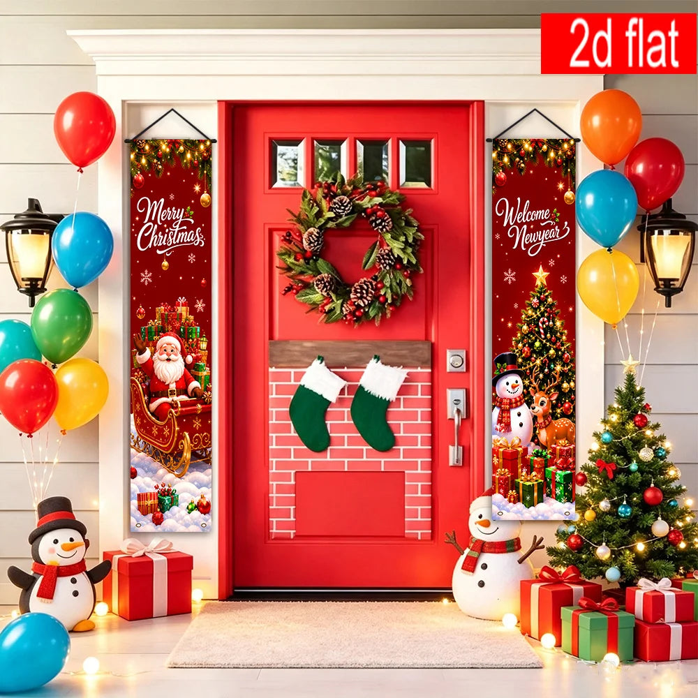 Decorações natalinas, elementos decorativos com tema natalino, varandas interiores e exteriores, fachada da sala de estar.
