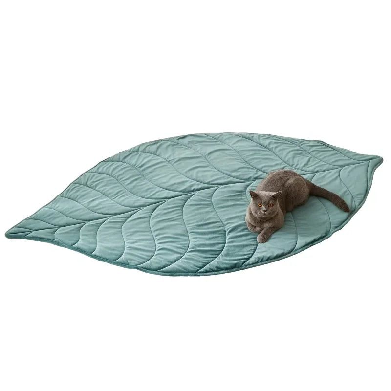 Tapete de dormir para animais de estimação, em forma de folha, outono e inverno, engrossado, gato e cachorro, ins, vento, rastejando, jogo, cama para perro