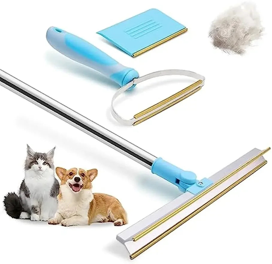 Conjunto removedor de pêlos de animais de estimação ferramenta de remoção de fluff metais alça telescópica tapete ancinho cão gato cabelo 180 °   Produtos para animais de estimação para barbear com carpete giratór