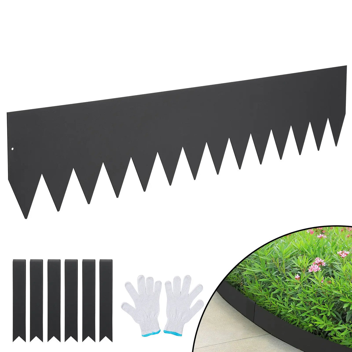 4-Pack 40\"L X 8\"H Steel Landscape Edging with 6 Clips Hammer Bendable Garden Borders Garden Tools