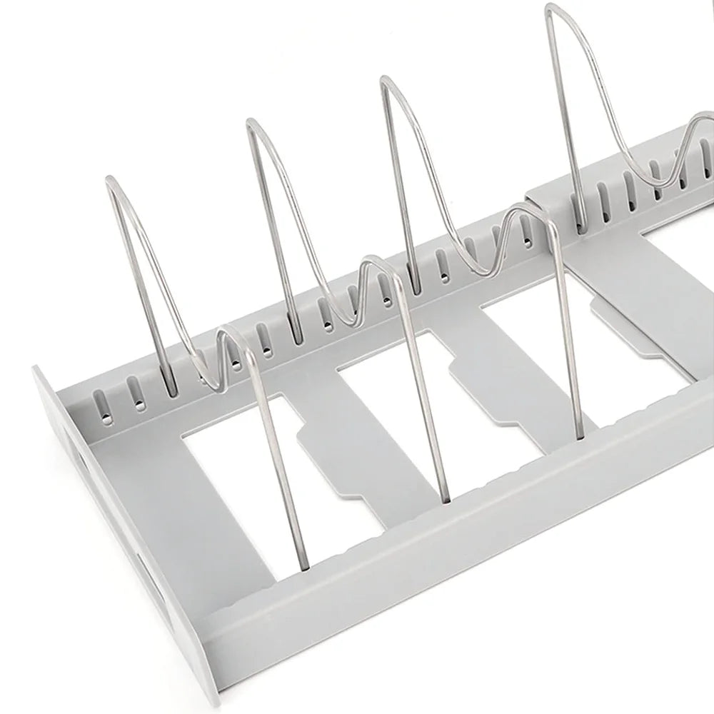 Organizador de Utensílios de Cozinha Expansível com 7 Compartimentos Ajustáveis, Suporte para Panelas, Organizador de Armário