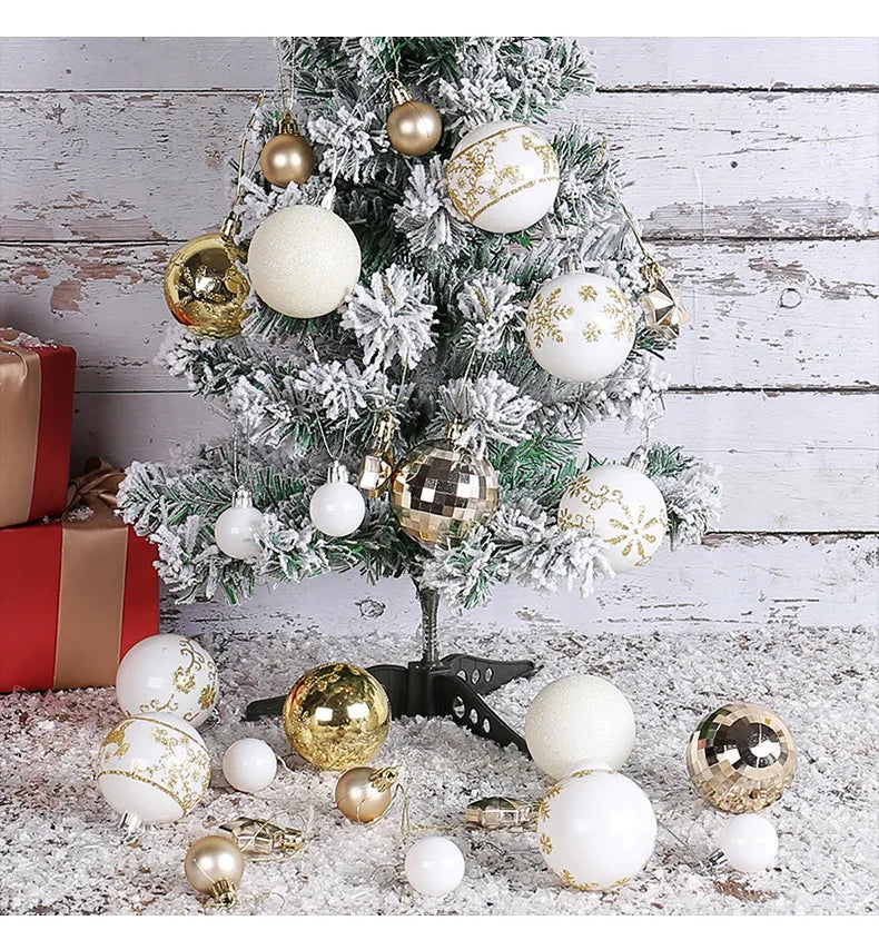 Bola de natal ornamento caixa de presente conjunto sortido azul branco floco de neve rena padrão design feriado festivo árvore pendurado decoração