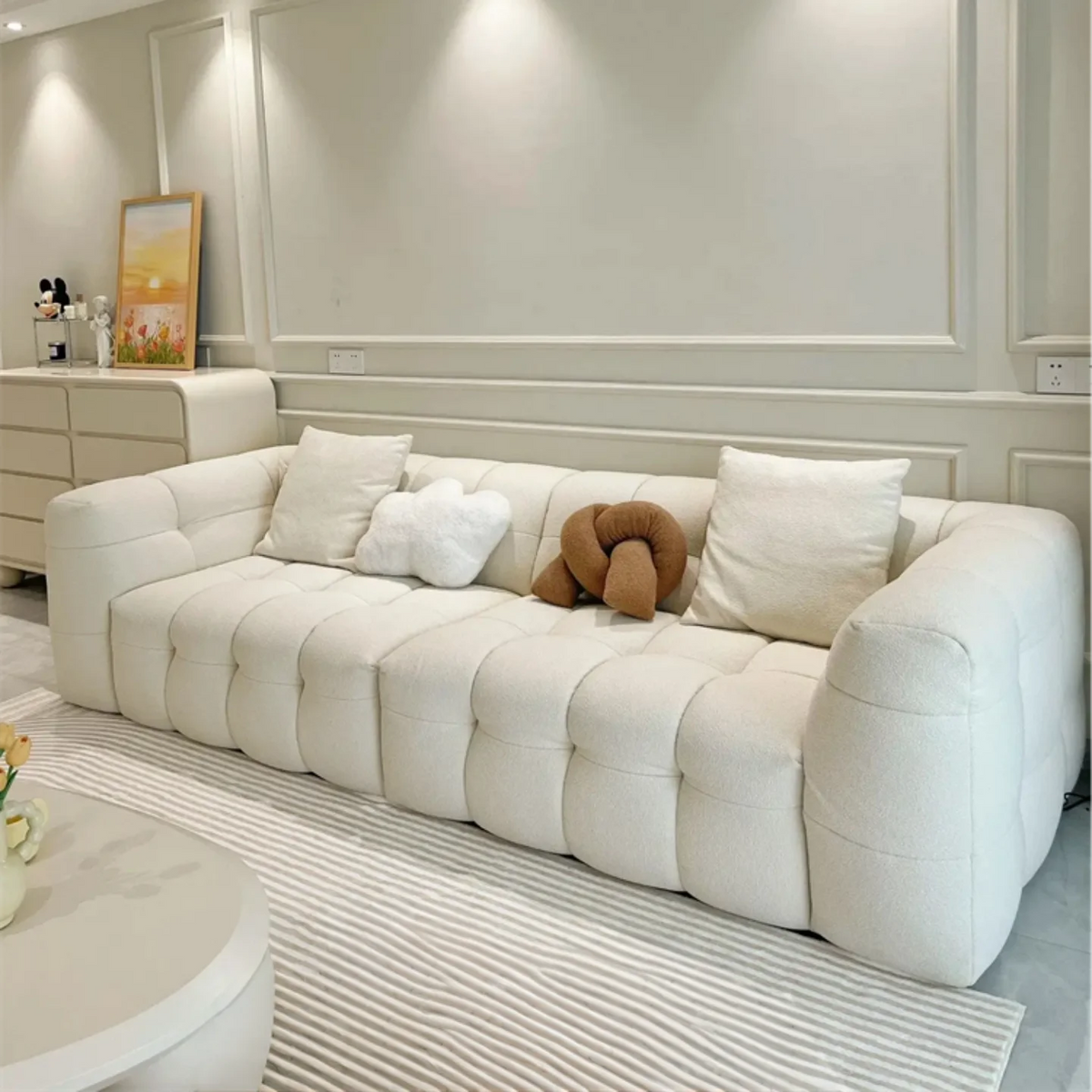 Any Size Custom Compressed Fabric Sofa Hand Tufted Design Integrated Sponge Roll Pack Shipping Multiple Color Living Room Bedroo