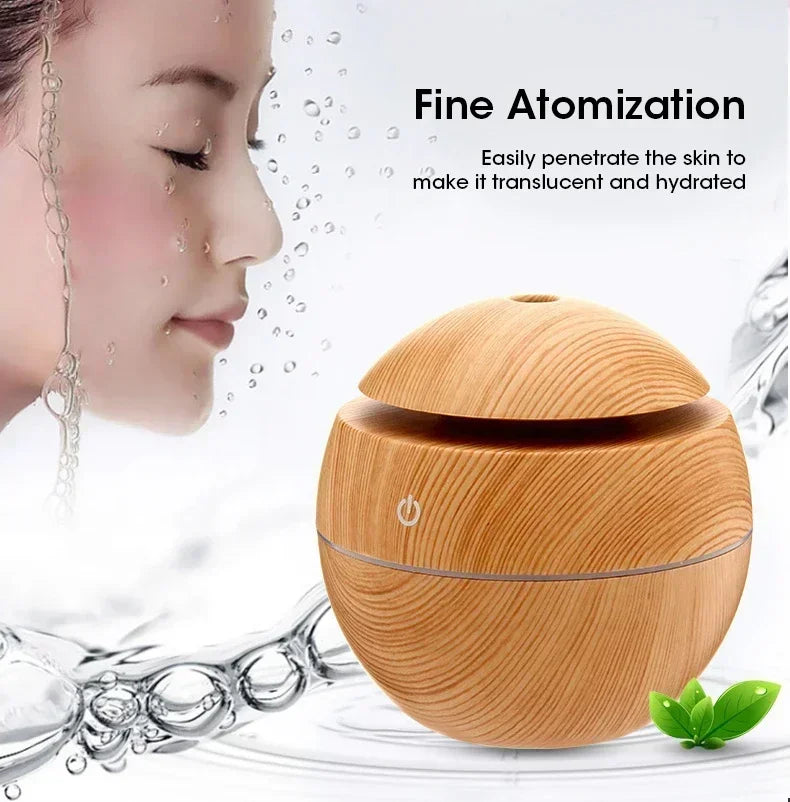 Woodgrain usb difusor de óleo essencial mini umidificador ultrassônico aromaterapia portátil desktop fabricante névoa ar para escritório em casa