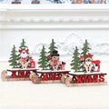 Decorações de natal de madeira diy trenó esqui dos desenhos animados santa ornamento de mesa presente das crianças pequeno presente