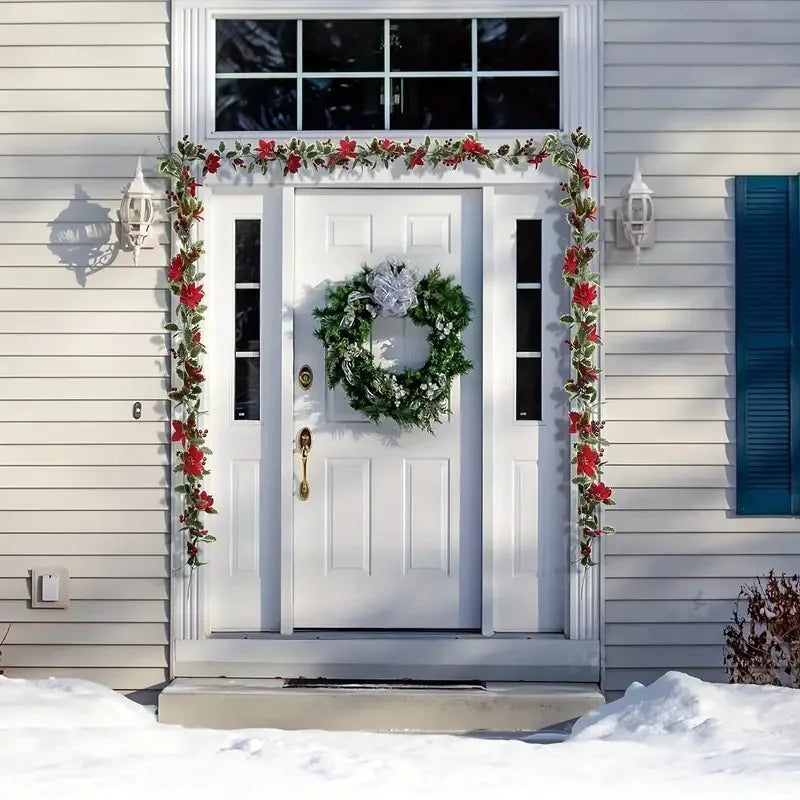 Guirlanda de Natal artificial - perfeita para atmosfera festiva - ideal para Natal, aniversário, casamento, aniversário, decoração de arco de parede