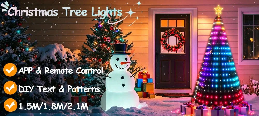 Luzes LED para Árvore de Natal 400 LEDs, Luzes de Cordão RGB Inteligentes para Decoração de Feriados, Controle por APP/Remoto