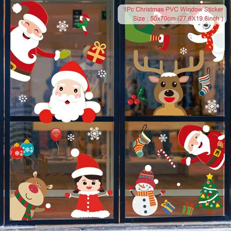 Adesivo de janela de natal, decorações de feliz natal para casa 2024, ornamento de natal, presentes de natal, ano novo 2025