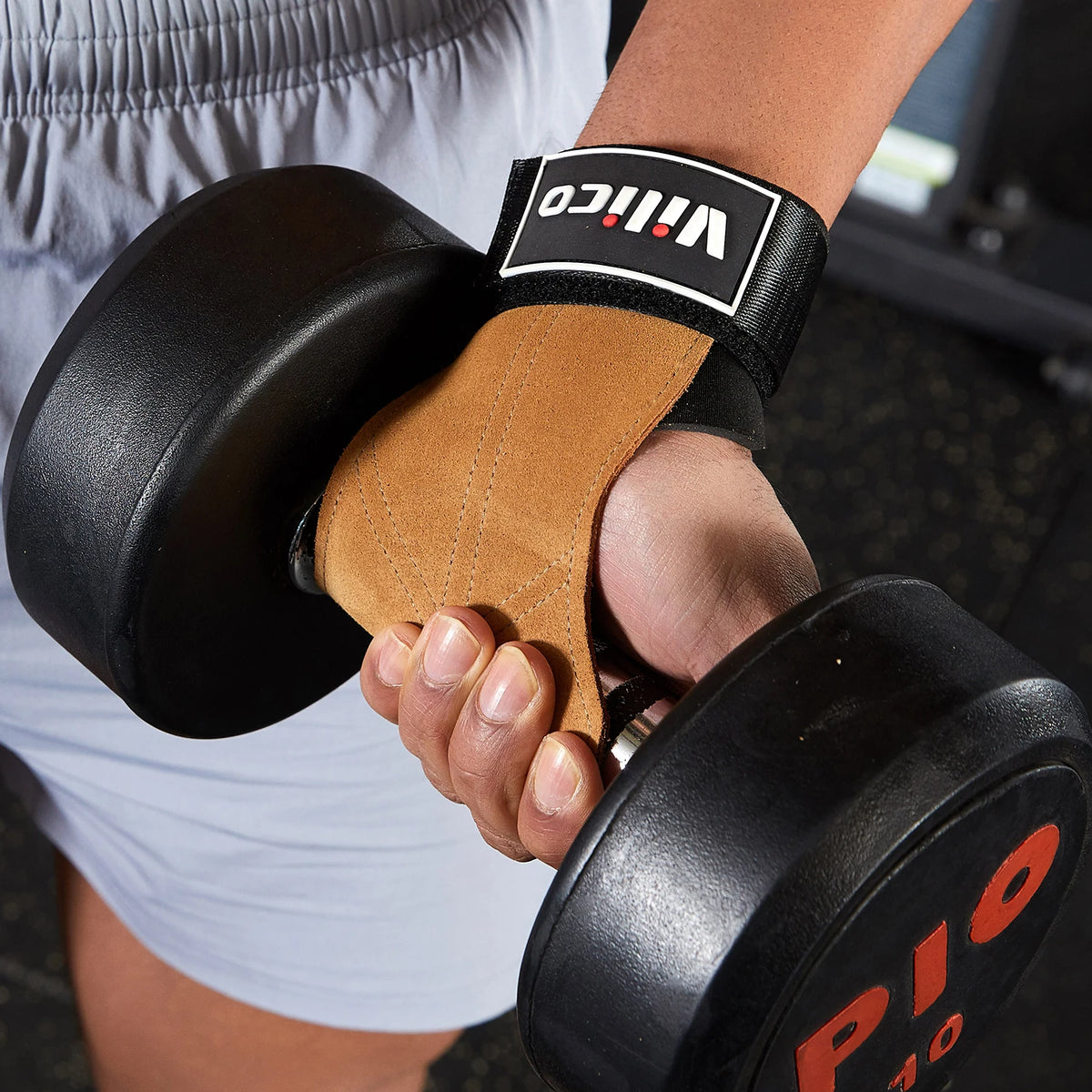 2Pcs Cowhide Gym Grips Anti-Slip Weightlifting Power Pads Pull-up Deadlift Workout Fitness Palm Protectors