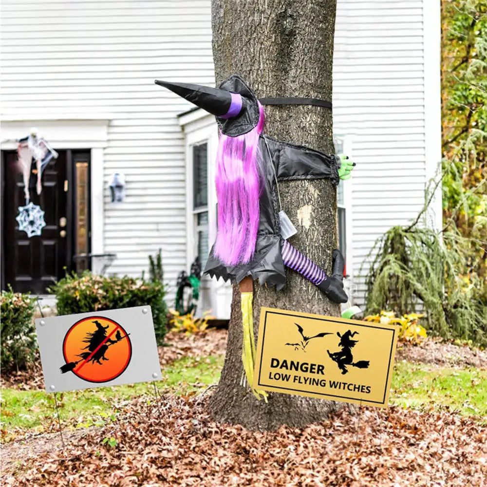 Halloween Crashing Witch na árvore, Bruxa Voadora Clássica, Decoração ao ar livre, Quintal, Gramado, Pátio, Alpendre, Decoração