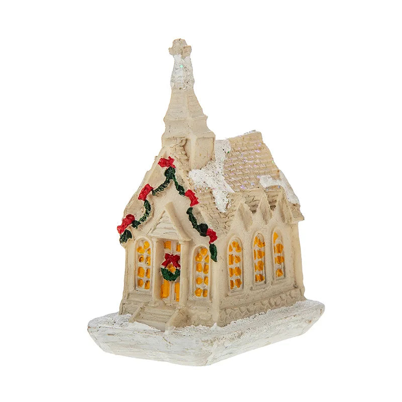 Enfeite de Natal em Resina, Casa em Miniatura, Decoração de Mesa, Figurinha de Aldeia Natalina, Decoração de Mesa para Casa de Férias, Presente de Natal
