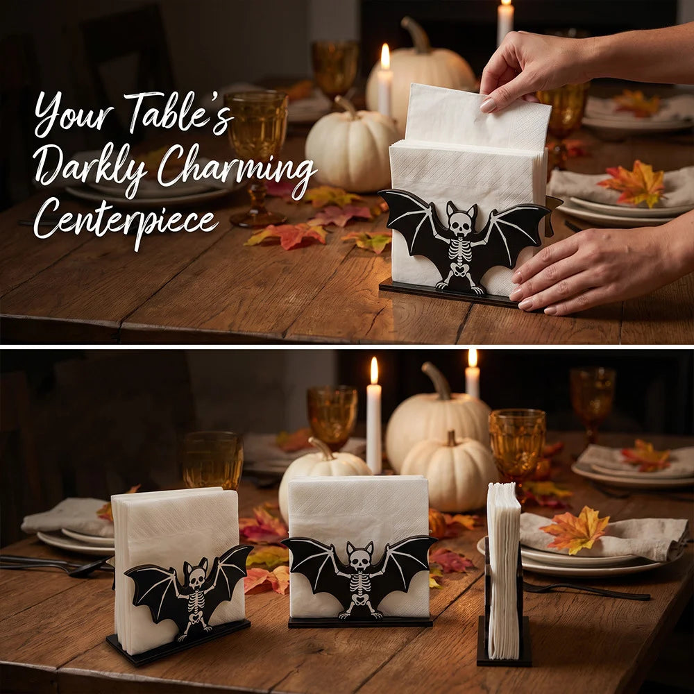 Suporte de Papel Toalha de Madeira para Halloween com Decoração de Esqueleto Assustador, Fantasma, Abóbora e Gato para Mesa de Cozinha e Banheiro