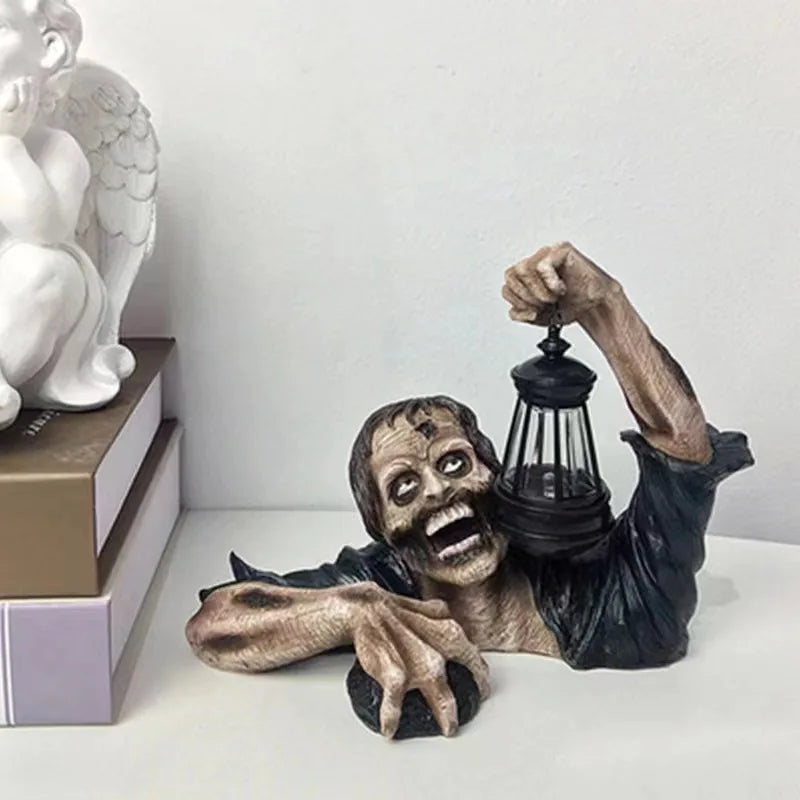 Halloween zumbi lanterna resina artesanato horror atmosfera decoração escultura interior ao ar livre pátio barra casa assombrada decoração prop