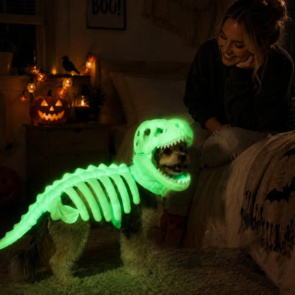Fantasia de Esqueleto de Dinossauro para Gatos, Roupas de Fantasia para Animais de Estimação, Fantasia de Dinossauro para Festa de Halloween