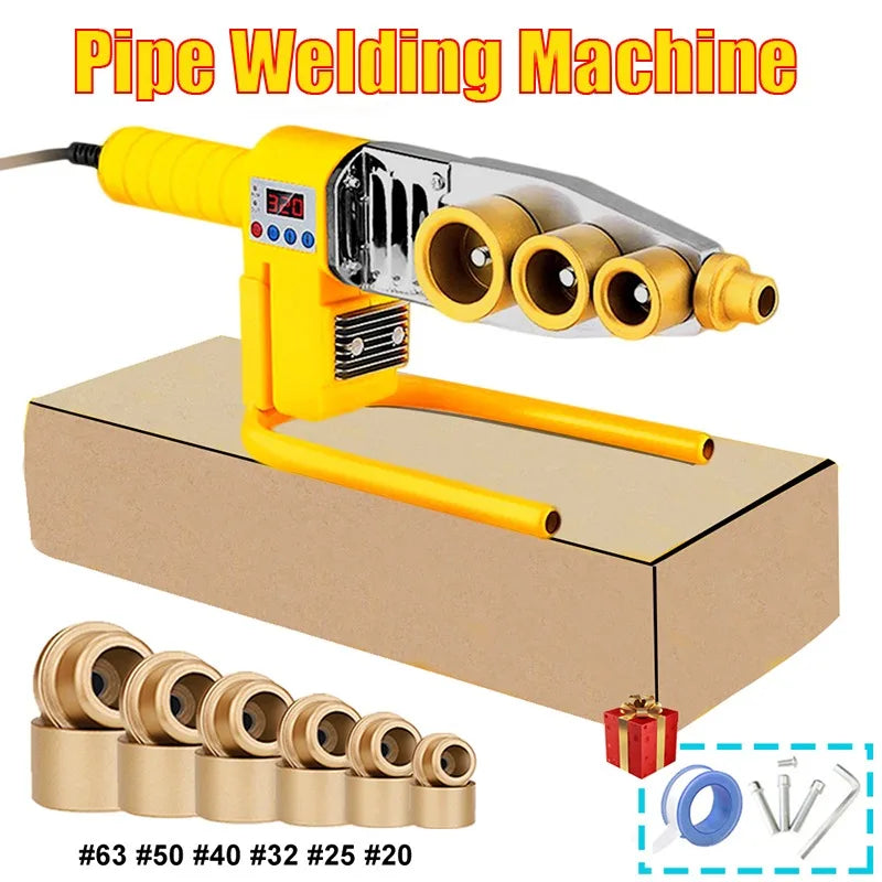 600/800/1000w máquina de solda de tubulação ferro de solda de plástico pb/pp/pe/ppr tubo de aquecimento ferramenta de fusão quente 63/32 tipo