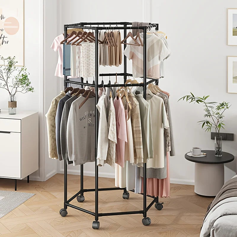 Cabides, rack de secagem de roupas com rodas, varal que economiza espaço para casa, construção de metal resistente, para varanda, sala de estar
